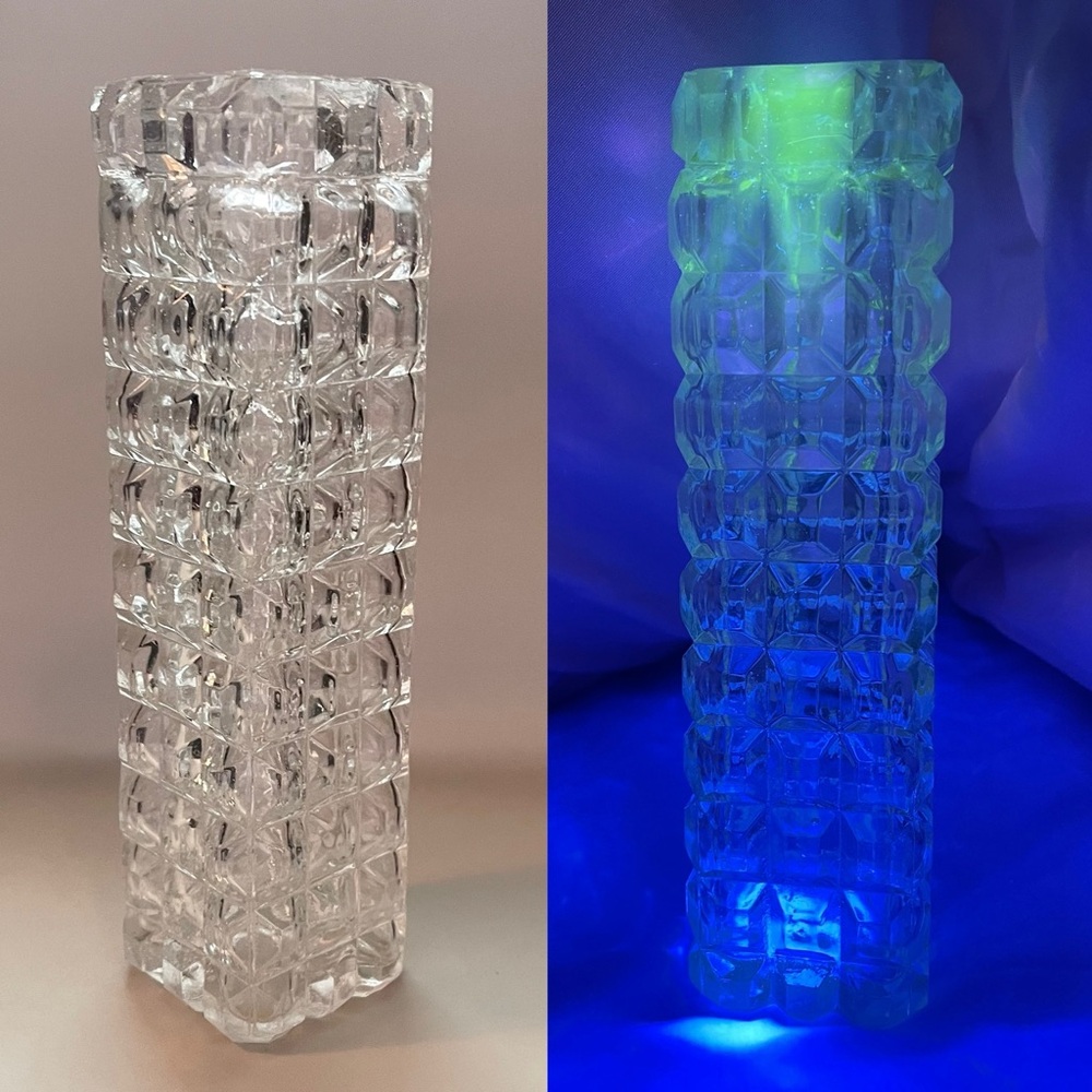 Manganese Glass Tall Squared Vase